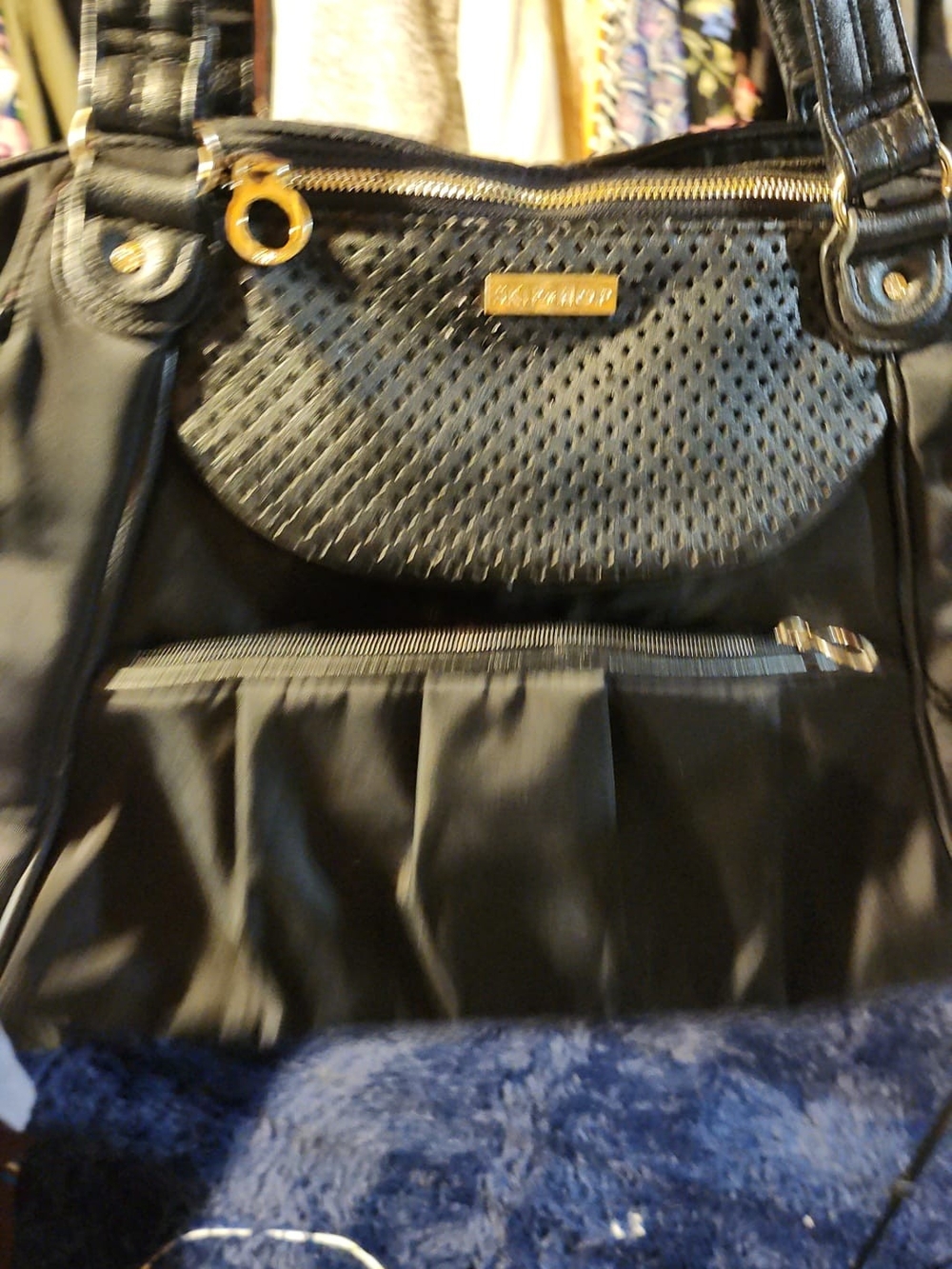 Skip Hop Black Perforated Front Pocket Diaper Tote